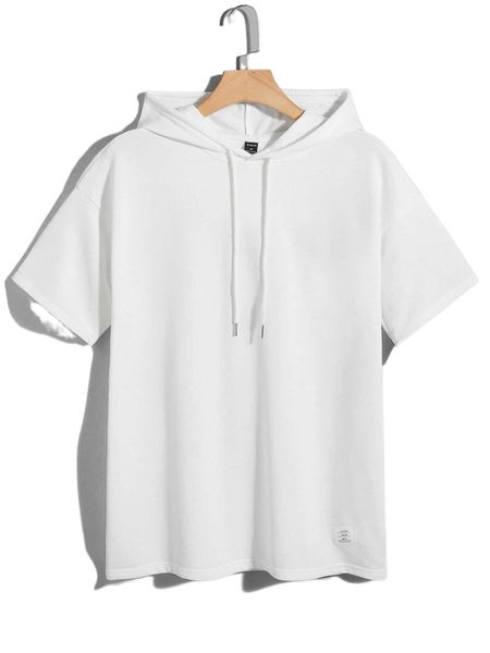 

men letter patched hooded tee c7bj#, White;black