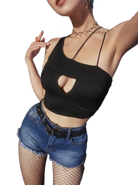 

asymmetrical neck cut out crop t4xk#, White