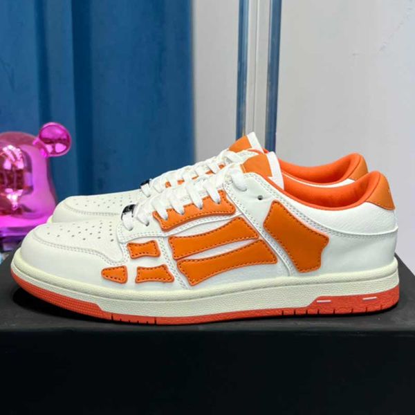 

new mens womens casual shoes sneakers skel low luxury trend bone shape upper orange versatile fashion sneakers for men and women, Black