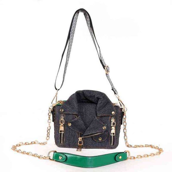 

designers bags net red tide brand fashion denim bag canvas women's bag personalized motorcycle jacket coat one shoulder messenger bag