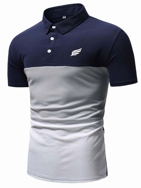 

men wing print colorblock polo shirt k3dw#, White;black