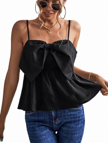 

big bow front peplum cami n9ly#, White