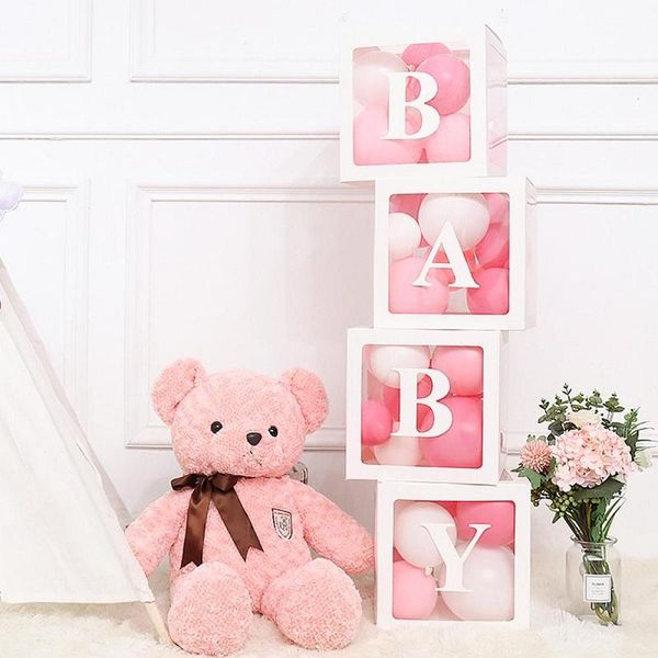 Decorazione per feste Scatola trasparente Nome Lettere Palloncini Bambini Primo 1 ° Compleanno Decorazioni Battesimo Ragazza Ragazzo Baby Shower GiftParty