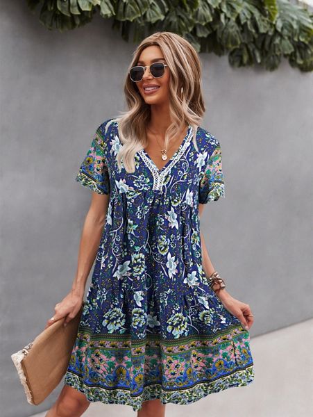 

contrast lace floral smock dress z2hd#, Black;gray