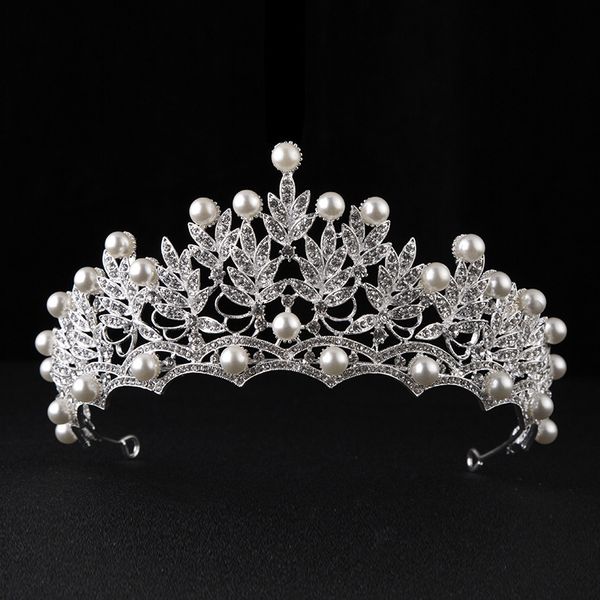 

headpieces silver crystals wedding crowns pearls shinning bridal tiaras rhinestone head pieces headband hair accessories crown