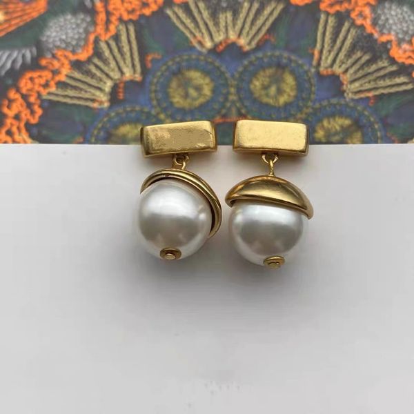 

ladies fashion earrings chic pearl earrings luxury designer jewelry1, Golden;silver
