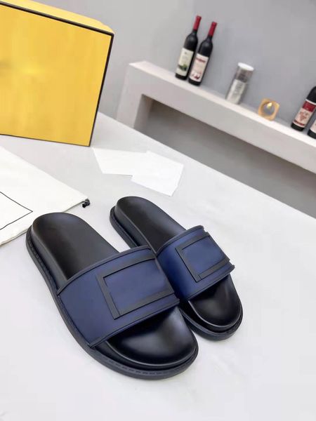 

2022 luxury designer mens slippers baguette rubber slides sandal womans fashion mule flip flop size 35-45, Black
