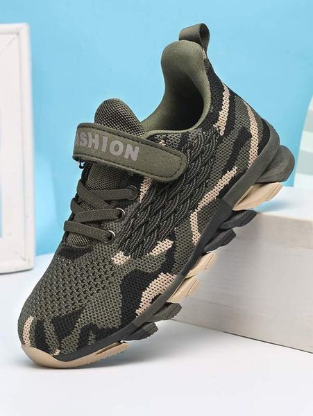 

boys camo hook-and-loop fastener strap sneakers she, Black