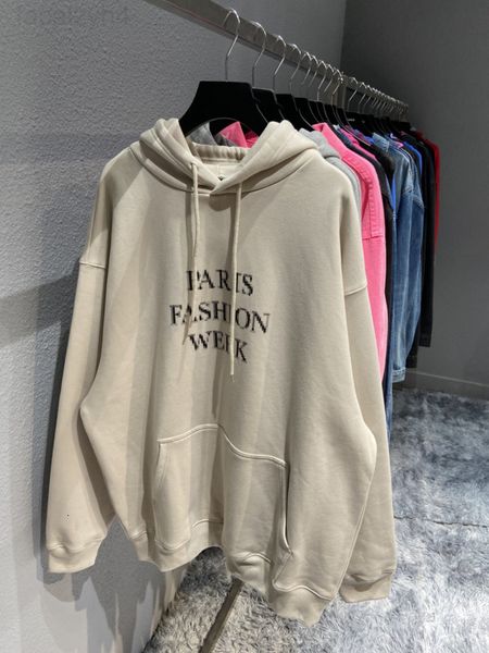 

women's hoodies & sweatshirts designer 21fw parisfashion front english letter mosaic fuzzy fashion week fleece hoodie for men and women, Black