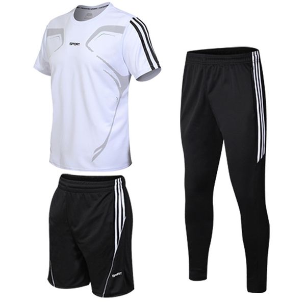 

sets men sweat suit jogger set sport pants men summer suit o neck two piece fashion fitness suit quick drying tracksuit men lj201124, Gray