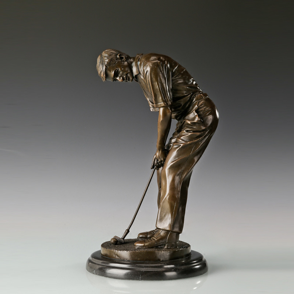 

superior bronze golf man statue modern male sport sculpture art classy business gift office deskdecoration, Silver