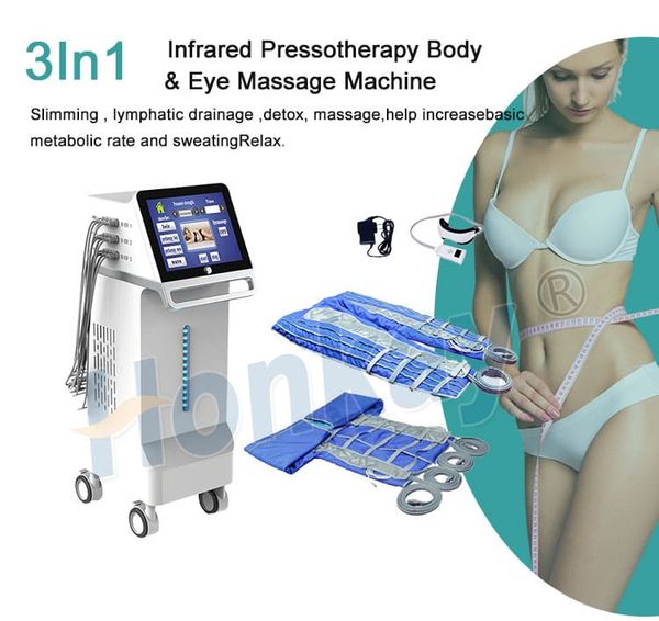 

pressotherapy slimming machine air pressure device 3 in 1 eyes massager infrared light technology for lymphatic drainage cellulite reduction