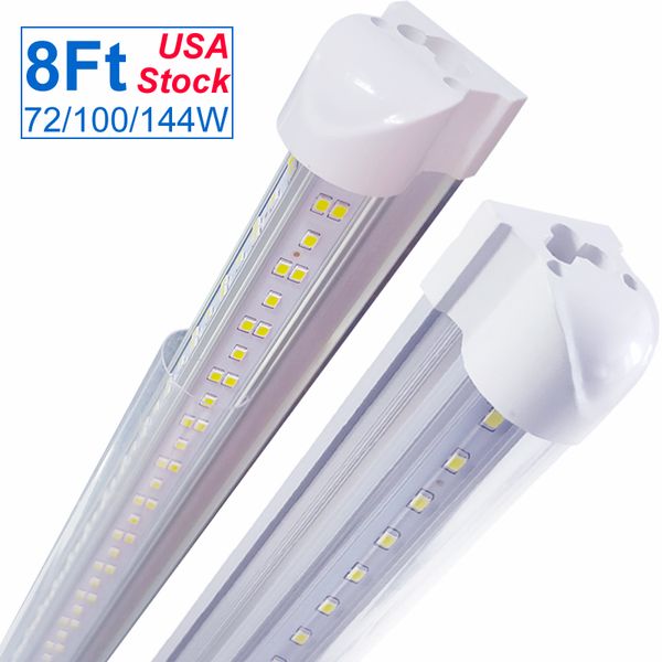 Integrate a forma di V Tubo a LED T8 2400mm 4 5 6 8 ft piedini fluorescenti lampada fluorescente 8ft 4ft tubi a led a led Tubi di luce refrigeratore illuminazione ultra luminosa daylight 6500k luci del negozio Omerse