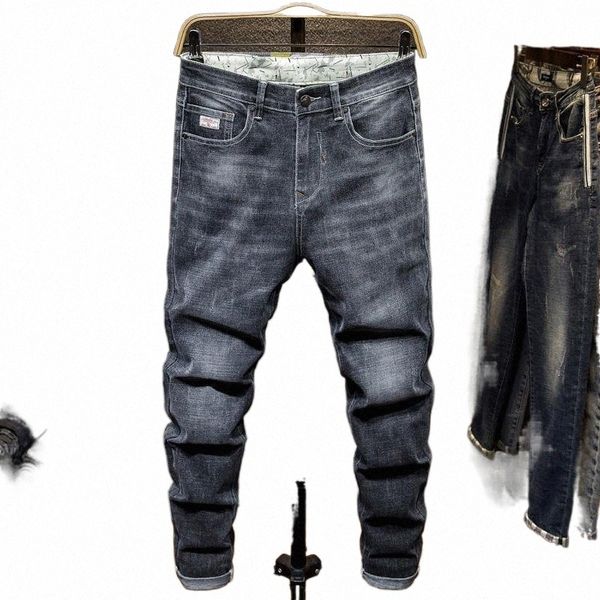 

men's jeans classic style black blue 2021 autumn fashion cotton denim pants male brand trousers a1tm#
