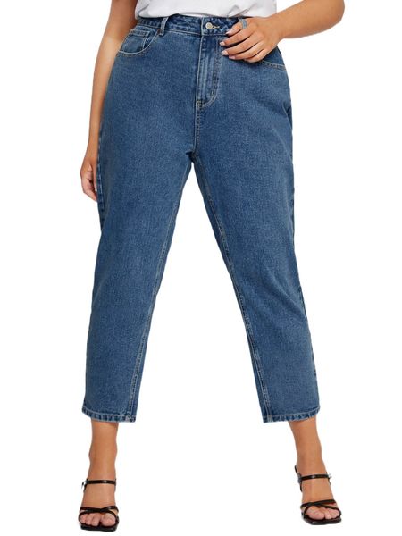 

plus cropped mom jeans f8ge#, Blue