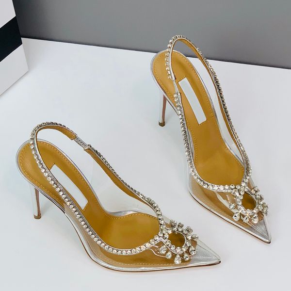 

designer women aquazzura stiletto heels sandals dress shoes pvc pumps heel summer luxury designer sandals dress wedding shoes with box no361, Black