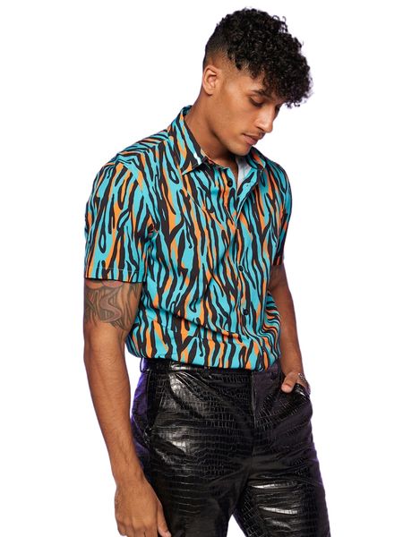 

men allover print shirt 894f#, White;black