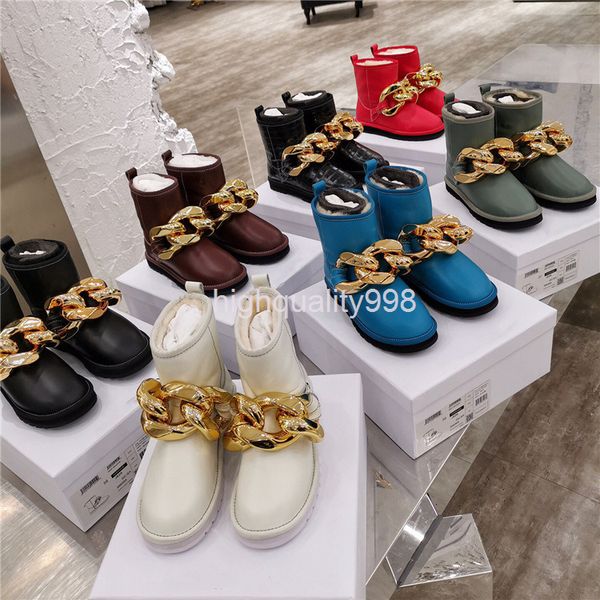 

boots winter chain snow boots fur integrated warm women's fashion short, Black