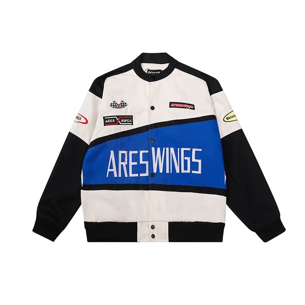 

letter embroidery casual autumn jacket men and women patchwork oversized coat, Black;brown