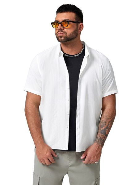 

extended sizes men button front shirt l95y#, White;black