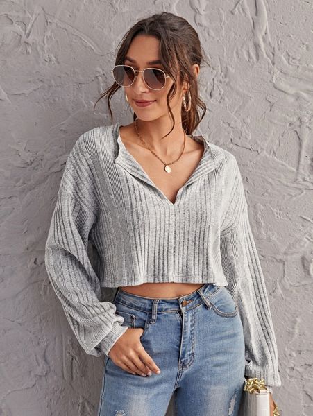 

notch neck drop shoulder crop tee q3ij#, White