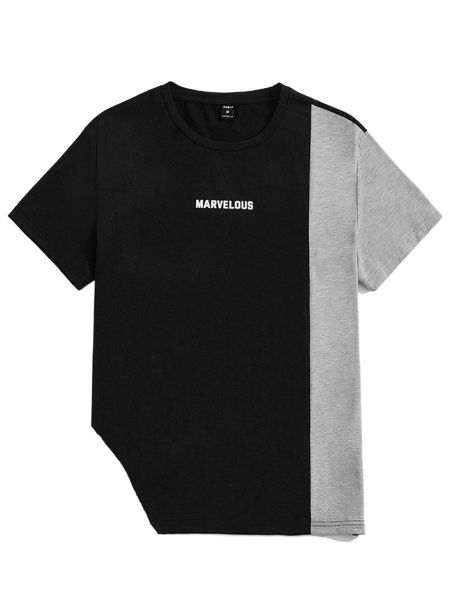 

men letter graphic colorblock tee t3st#, White;black