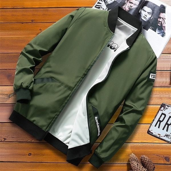 

spring autumn windbreaker jacket men 2020 new stand collar bomber jacket mens slim fit thin baseball jacket male zipper coat lj201013, Black;brown