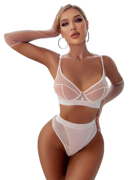 

4pack ring detail underwire lingerie set c9tu#, Black;red