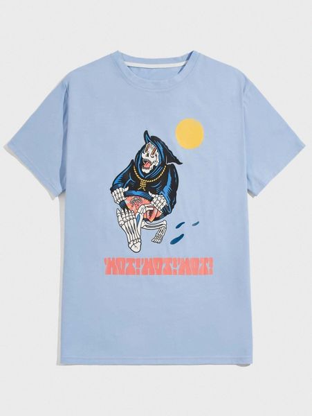 

romwe x cam miller guys skull graphic tee 54if#, White;black
