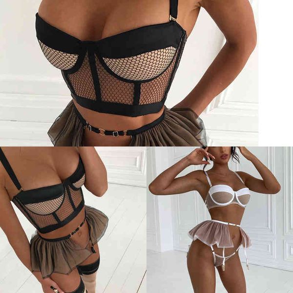 

nxy lingerie yimunancy 3-piece padded mesh bra set women patchwork black underwear, Red;black