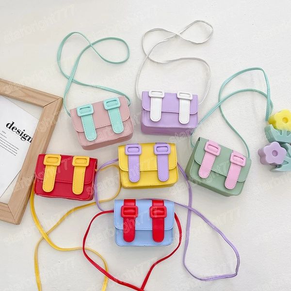 

pu leather cute baby girls' small square shoulder bags fashion boys kids coin purse handbag candy color children's messenger bag, White