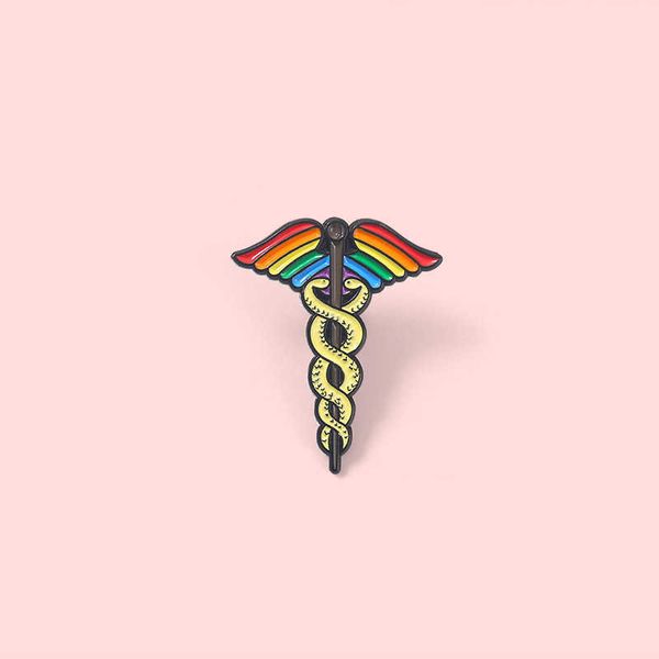 

rainbow love snake stick magic stick brooch metal badge clothing accessories anti light buckle waist pin, Gray