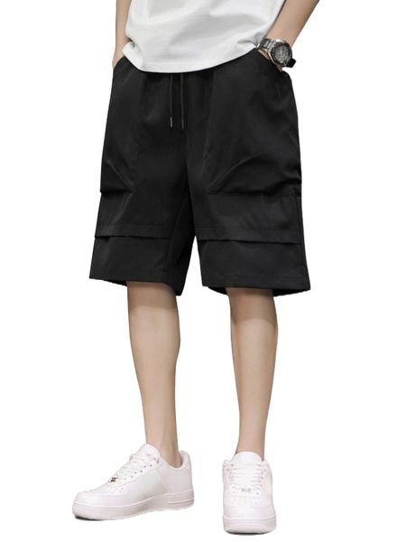 

men drawstring waist bermuda shorts o3c2#, White;black
