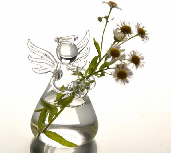 Clear Angel Glass Holding Vase Bottle Terrarium Hidropônico Plant Pot Pot Diy Home Garden Garden Birthday Gre presente 2 Tamanhos SN4540