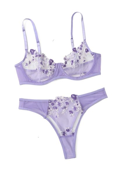 

embroidery mesh underwire lingerie set z8bb#, Black;red