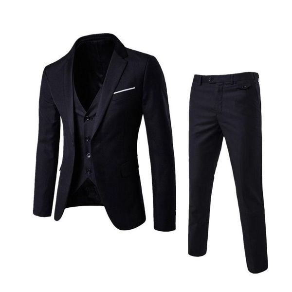 Мужские спортивные костюмы 3pcs Jackt Jacket Pant Vest Luxury Men Wedding Blazers Slim Fit Suits для костюма Formal Party Classic Blackme