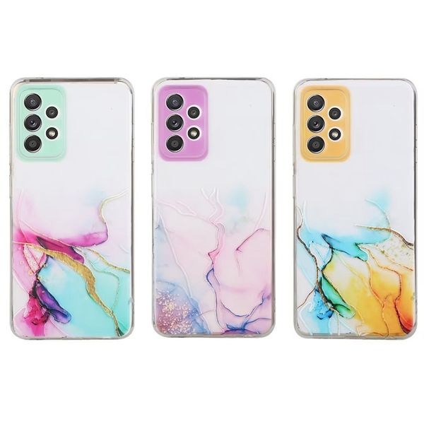 Casos telefônicos de telefone de mármore de luxo para Samsung S22 Ultra Plus A33 5G A53 A73 A23 M23 Natural Rock Stone Stone Feminina Lady Print TPU Soft Case móvel Capa traseira