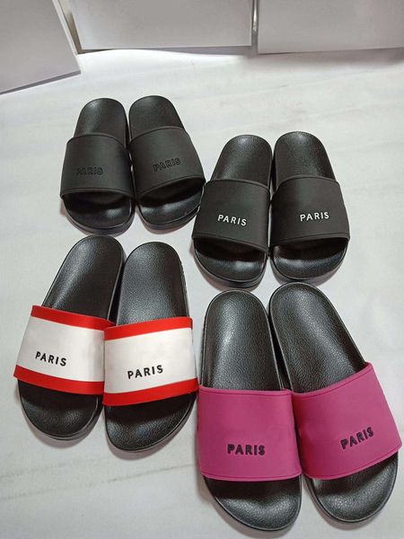 

designer flip flops paris slippers men women luxury sandals designer flat flip flops rubber slide summer fashion wide slipper with box no69, Black