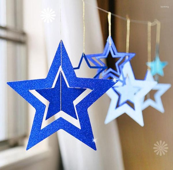 Decorazione per feste 5 Set Ornamento a forma di stella a cinque punte vuota Bandiera pendente appesa per matrimonio Baby Shower Natale Giardino domestico Al DecorativeParty