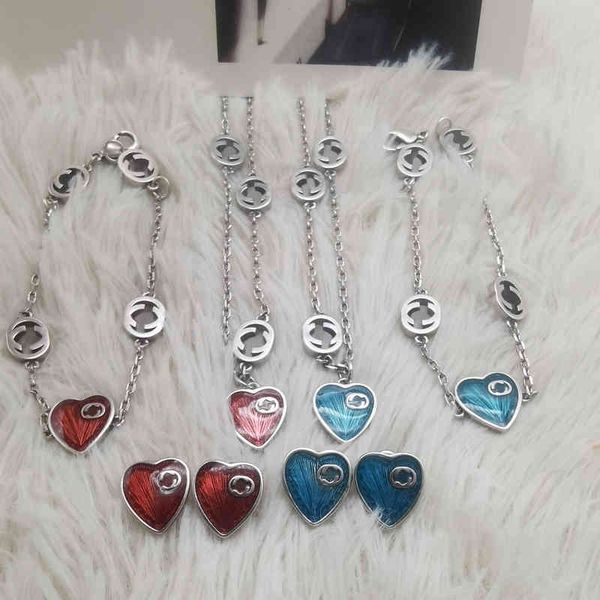 

2022 factory wholesale new gu light luxury love simple minority necklace bracelet earring jewelry set women jkrq, Silver