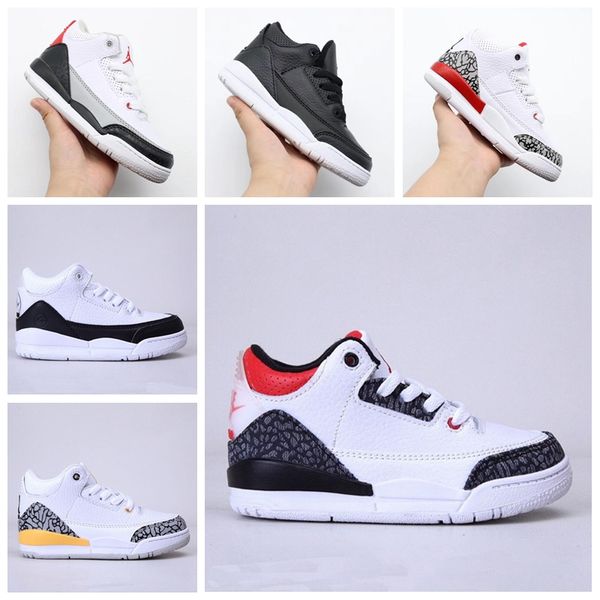 

2022 athletic 3s kid basketball shoes boys and girls game infants royal scotts obsidian chicago bred sneakers melody mid multi-color tie-dye, Black