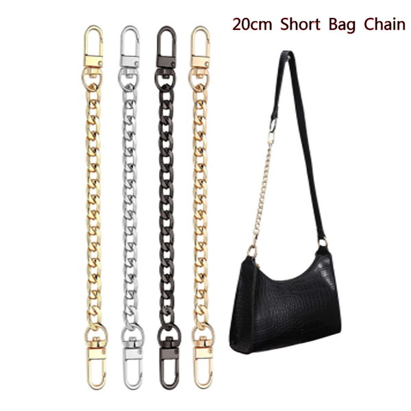 

fashion metal bag accessories decoration 20cm length gold silver short gold bag luggage extension chain for diy charms bag strap, Black
