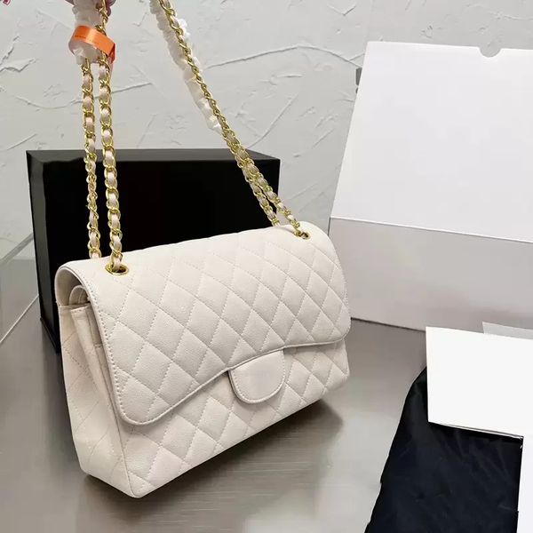 

22ss vintage classic double flap bag maxi jumbo calfskin caviar leather multi pocket large capacity suitcase fashion luxury designer handbag