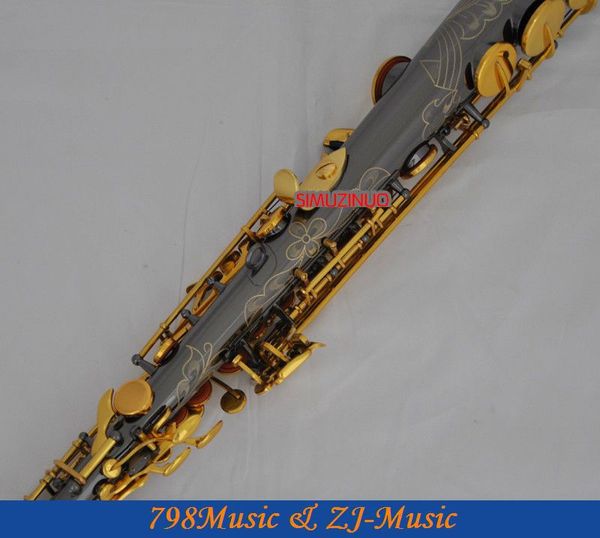 

black nickel gold straight soprano saxophone bb key to high f key and g key
