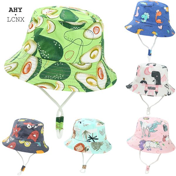

spring summer cotton hat for girl boy infant cute fruit avocado print fisherman hats uv toddler kids panama sun cap 220630, Yellow