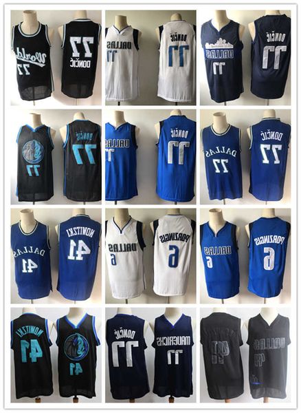 

mens youth dallas''mavericks''77 luka doncic 6 kristaps porzingis 41 dirk nowitzki basketball basketball jersey, Black;red
