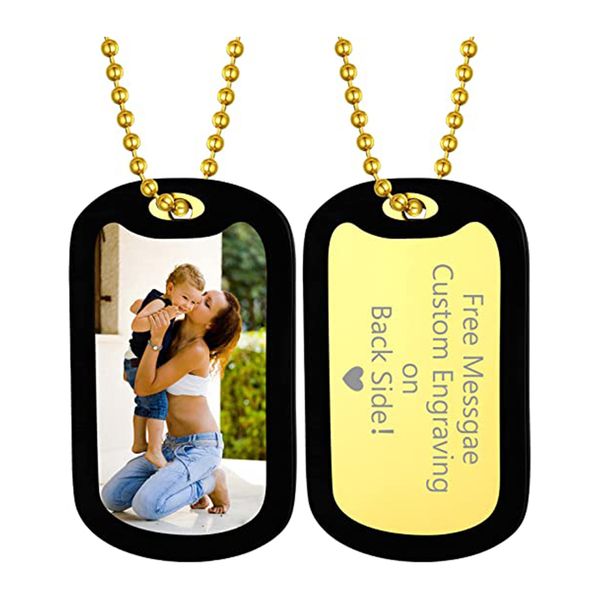 Collana con foto personalizzata Uomo Donna, Immagine personalizzata Immagine incisa Testo Ciondolo rettangolare/cuore/ovale Gioielli commemorativi fai-da-te