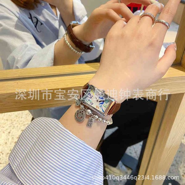 

2022 new franjia fashion leisure belt square quartz women's watch, Slivery;golden