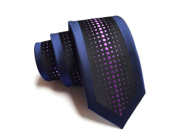 

silk slim men ties fashion 6cm skinny stripe dot floral neck tie for men woven formal wear business wedding party 17, Blue;purple