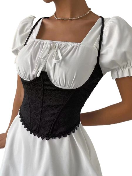 

crisscross backless guipure lace trim cami 71nh#, White